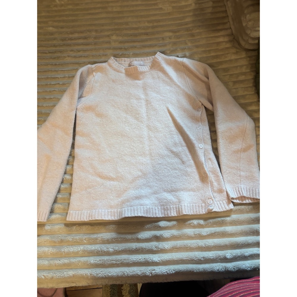 BENEDETTA B Kids Girls Pink Merino Wool Blend Button Side Sweater M